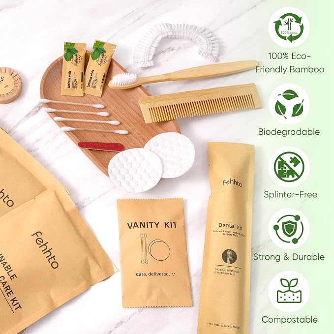 Personal Hygiene Kit Bulk 50 Sets, Travel Size Toiletry Kit for Guests, Disposable Bamboo Toothbrush, Toothpaste, and Vanity Set for Women and Men, Travel, Guest Care, Homeless Care Packages