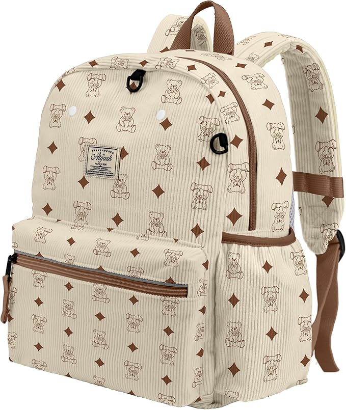 atgark Corduroy Toddler Backpack for Boys 2-5: Preschool Backpack for Boys Girls - Cute Kids Backpack for Boys 13.5" H Fit Folder