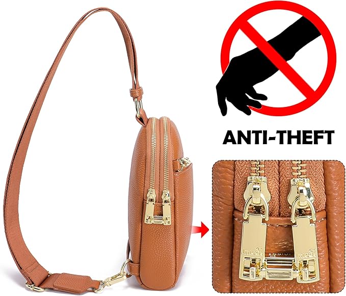 INICAT RFID Blocking Sling Bag, Anti Theft Crossbody Bag for Women Compact Travel Purses Vegan Leather