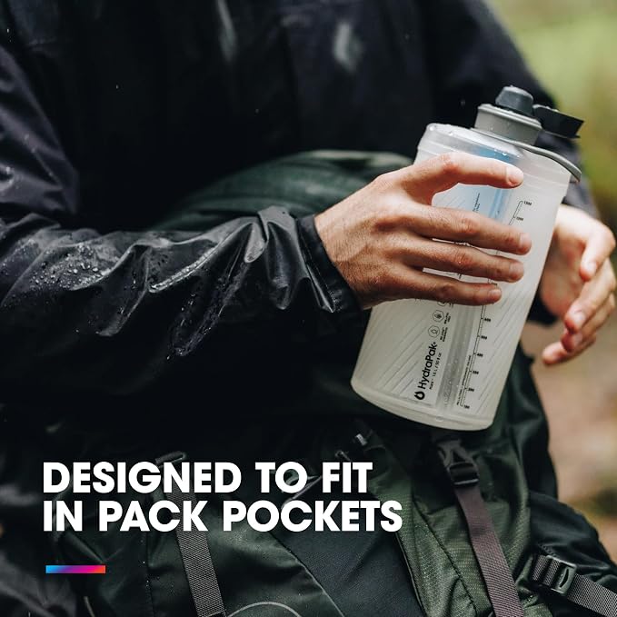 HydraPak Flux+ 1.5L Filter Kit - Collapsible Backpacking Water Bottle With Integrated Water Filter - BPA Free, Ultra Light, Spill-Proof Twist Cap