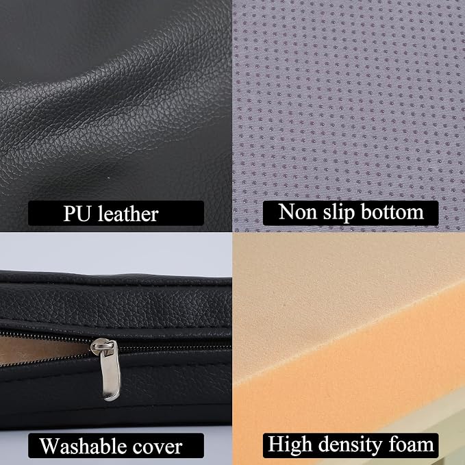 SAMTY Custom Size Waterproof Faux PU Leather Piano Bench Cushions with Ties for Kids Wooden Shoe Stool Pad
