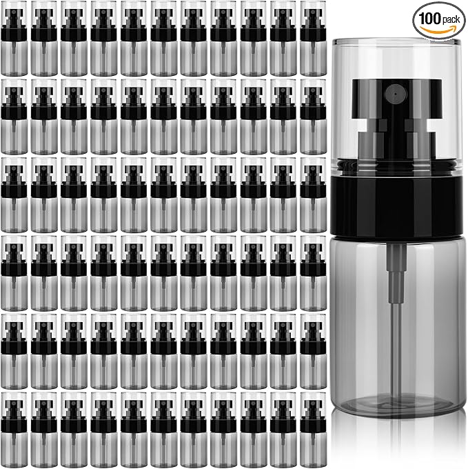 Black 100 Pack Fine Mist Spray Bottle Bulk, 1oz Small Plastic Leak Proof Fine Mist Mini Spray Bottles Refillable Empty Travel Mister Sprayer Bottle for Hair, Cleaning, Essential Oils, Face