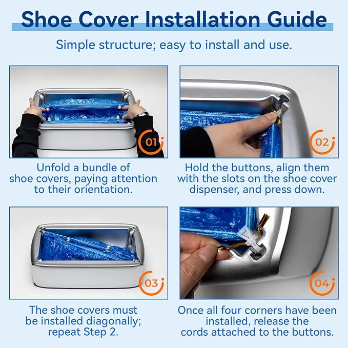 200pcs Plastic Shoe Covers Disposable with T-Buckle, Shoes Cover Refill for Automatic Machine, Universal Cover Shoes Suitable for Any Dispenser