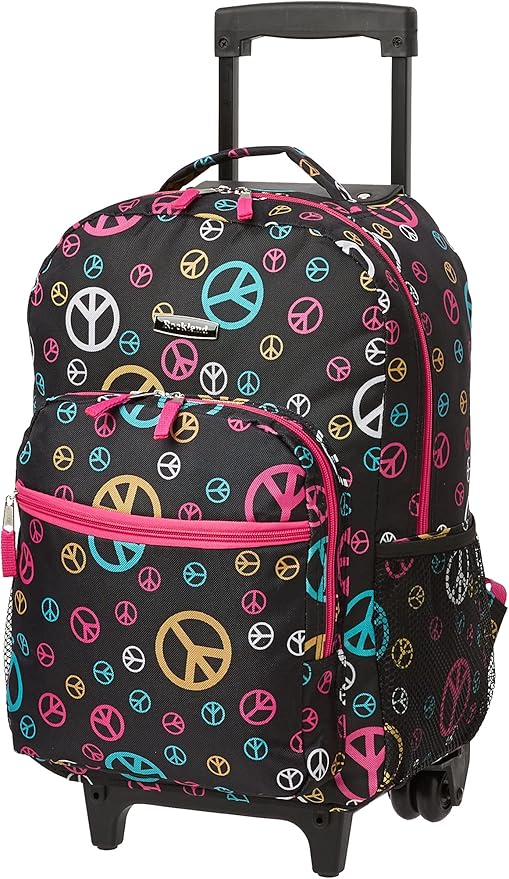 Rockland Double Handle 17" Rolling Backpack, Peace