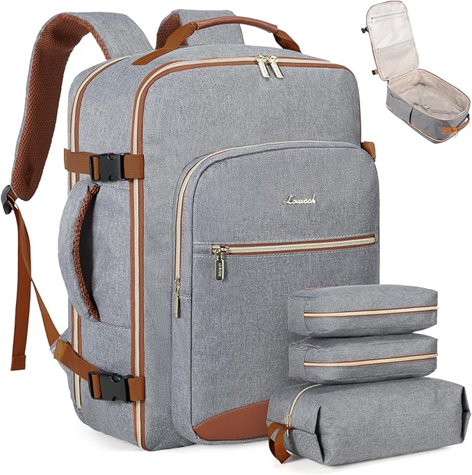 LOVEVOOK 40L Travel Backpack Flight Approved Carry on Backpack,3 Packing Cubes,Waterproof Personal Item Travel Bag,TSA Carry on Luggage Suitcase Travel Essentials,Gifts for Women & Men,fits 17" Laptop