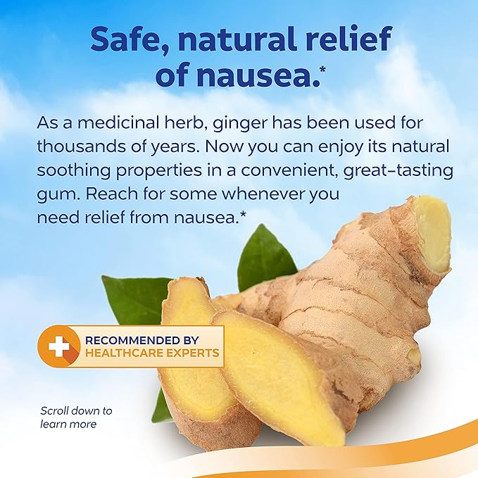 Sea-Band Anti-Nausea Ginger Gum for Motion & Morning Sickness,24 Pieces,(Pack of 2)