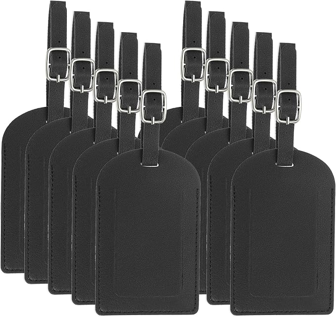 PATIKIL Leather Luggage Tag, 30 Pcs Luggage Tags Pu Bag Tags for Suitcases Airplane Travel Essentials, Black