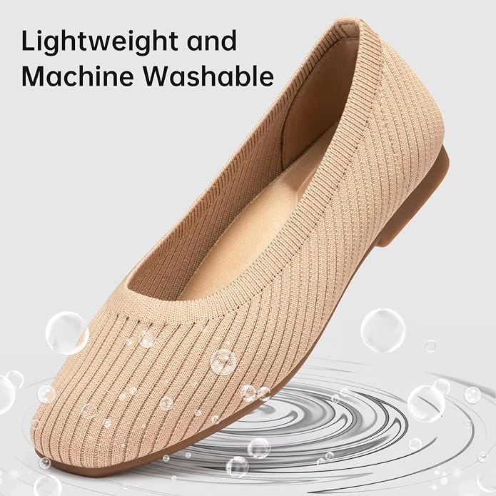 Frank Mully Women's Flats Square Toe Flats Comfortable Slip on Washable Ballet Flats Shoes for Women Dressy Work