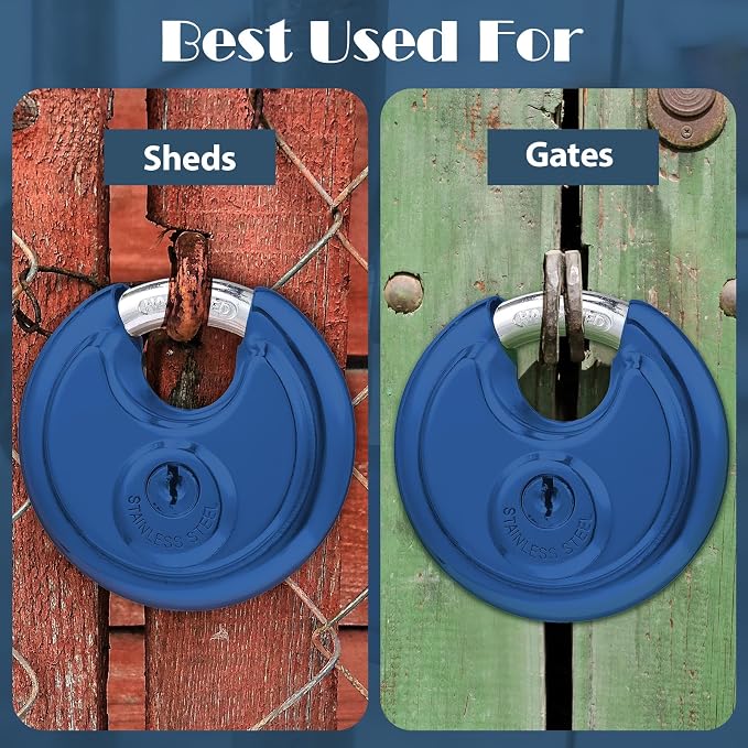 Chumia 16 Pack Padlocks Keyed Alike, Stainless Steel 2-3/4 Wide, 3/8 Shackle Disc Locks for Outdoor, Storage Units, Garages, Gym Lockers(Blue)