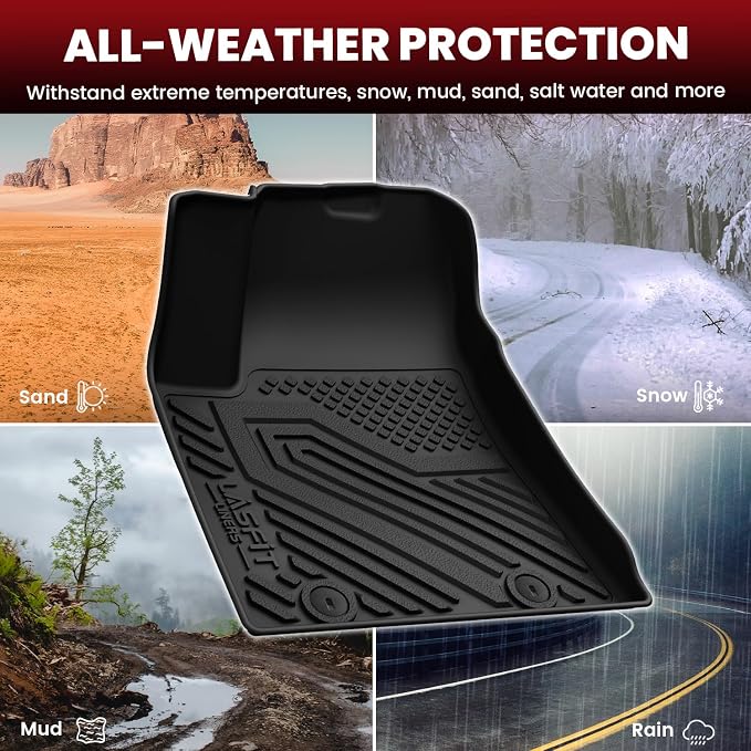 LASFIT Floor Mats & Backrest Mats & Cargo Mat for Hyundai Kona EV Electric 2025 2024 (Not for Gas), All Weather TPE Custom Fit Floor Liners with Full Set Car Mats & Trunk Mats Accessoires, Black