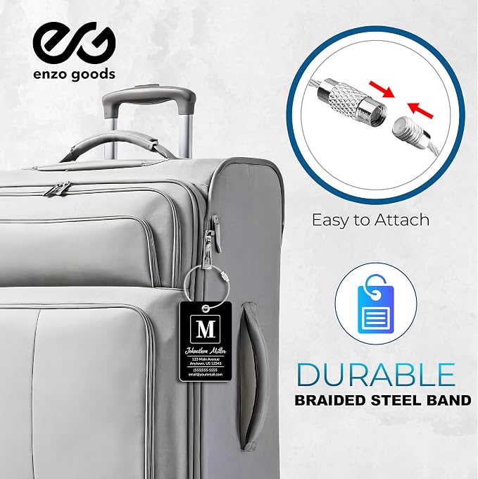 Personalized Luggage Tag | 2 Pack | Custom Luggage Tags for Suitcases | Kids Backpack Tag | 10 Color Options & Choose Font, Font Color