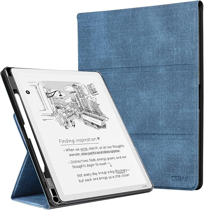 CoBak Case for 11" Kindle Scribe 3rd Generation 2025, Kindle Scribe Colorsoft with Two Viewing Angles - All New PU Leather Cover with Auto Sleep Wake, Pen Holder. Sandy Beige