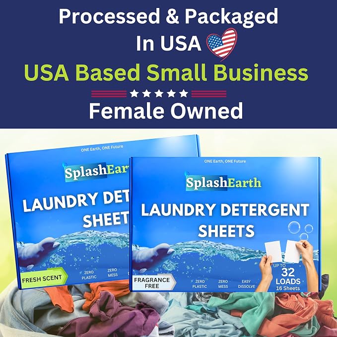 Fresh Scent Laundry Detergent Sheets, 96 Loads, Laundry Sheets for HE & Standard Washers, Plastic-Free Packaging