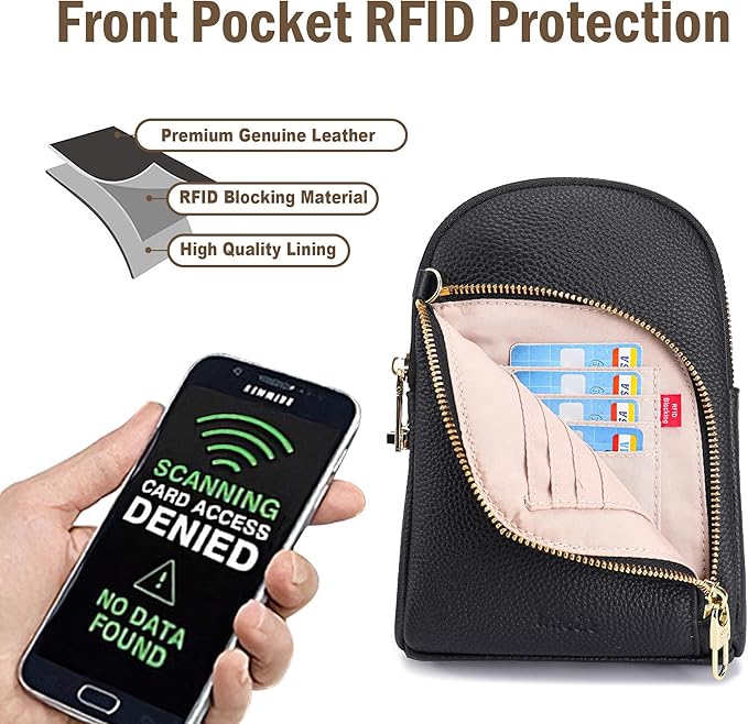 INICAT RFID Blocking Sling Bag, Anti Theft Crossbody Bag for Women Compact Travel Purses Vegan Leather