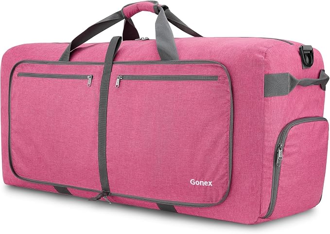 Gonex Large Foldable Travel Duffle Bag with Shoes Compartment, Packable Lightweight Water Repellent Duffel Bag for Camping Gym Weekender Bag