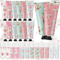 12 Sets Tea Party Favors Mini Hand Cream Lip Balm Bulk Gift Set for Women Wedding Party Favors for Guests Travel Size Hand Lotion Vintage Floral Moisturizing Lip Balm Gifts for Baby Shower