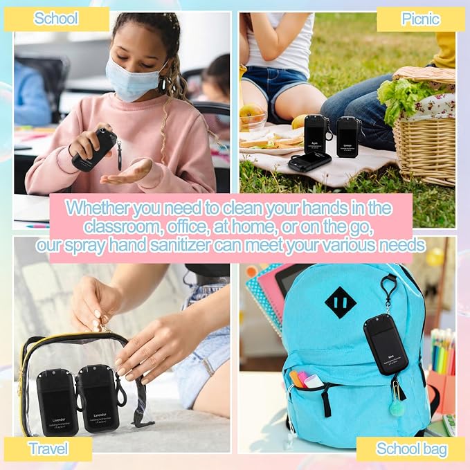 Loopeer 24 Pack Mist Hand Sanitizer Spray with Keychain Fathers Day Men Gifts Bulk Mini Hand Sanitizer 1oz Travel Size Scent Variety Pack for Backpack Employee Appreciation Gift for Team Coworker