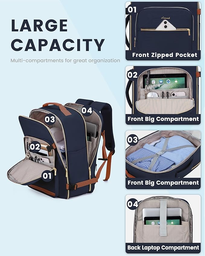LOVEVOOK 40L Travel Backpack Flight Approved Carry on Backpack,3 Packing Cubes,Waterproof Personal Item Travel Bag,TSA Carry on Luggage Suitcase Travel Essentials,Gifts for Women & Men,fits 17" Laptop