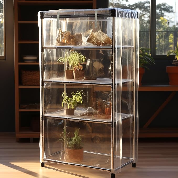 Clear PVC Wire Shelf Cover with Zipper Waterproof Dustproof 36x14x54 | Zipper closure PVC cover shields shelves from dust, moisture, UV and insects while keeping storage organized and visible