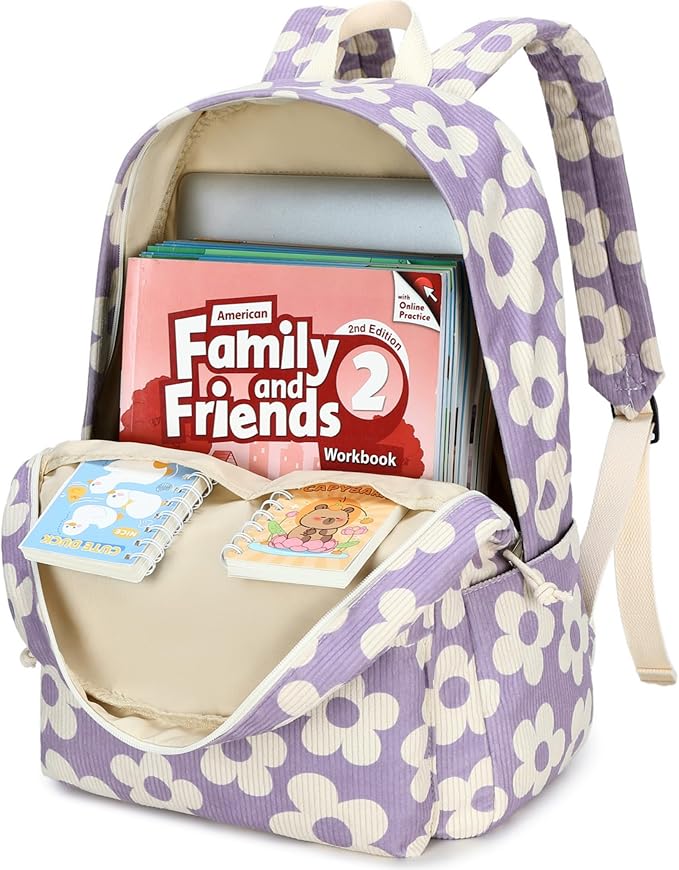Bluboon School Backpack for Teen Girls Bookbags Elementary High School Corduroy Laptop Bags Women Travel Daypacks