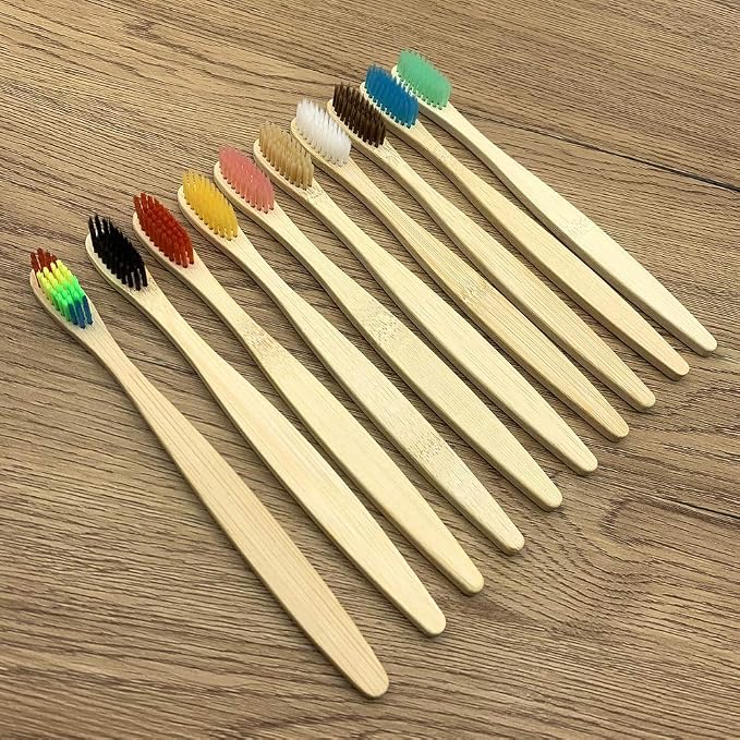 10PCS Colorful Natural Toothbrush Set Soft Bristle Charcoal Teeth Whitening Toothbrushes Dental Oral Care