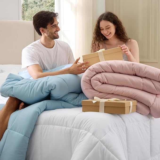 Bedsure Comforter Duvet Insert - Quilted Comforters Oversized King Size, All Season Duvet, GentleSoft Down Alternative Bedding, with 8 Tabs, Gifts for Women/Men, Brown, Oversized King 116 x 98 Inches