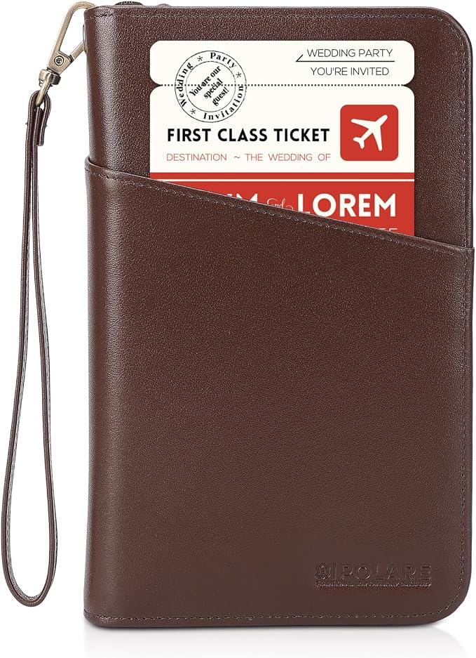 Polare Full Grain Leather Passport Holder Cover Case for Men and Women RFID Blocking Family Travel Wallet Holds 6 Passports