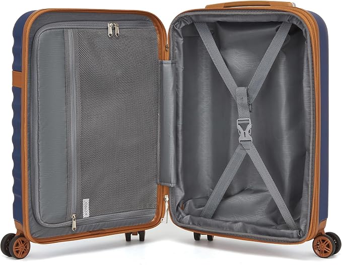 Kono Expandable 28 Inch Large Checked Luggage: ABS+PC Hardside Trolley Travel Case Hard Shell Suitcase with TSA Lock,Navy