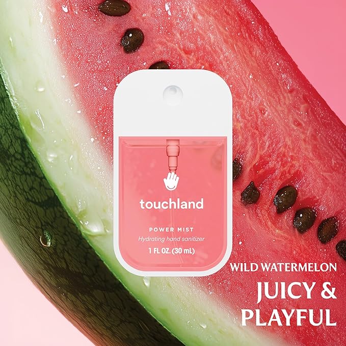 Touchland Hydrating Hand Sanitizer Spray – Tropical Trio Set (Mango Passion, Beach Coco, Wild Watermelon) – 3 x 1 FL OZ Travel Size Mists