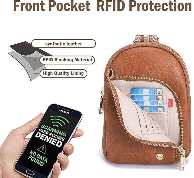 INICAT RFID Blocking Sling Bag, Anti Theft Crossbody Bag for Women Compact Travel Purses Vegan Leather