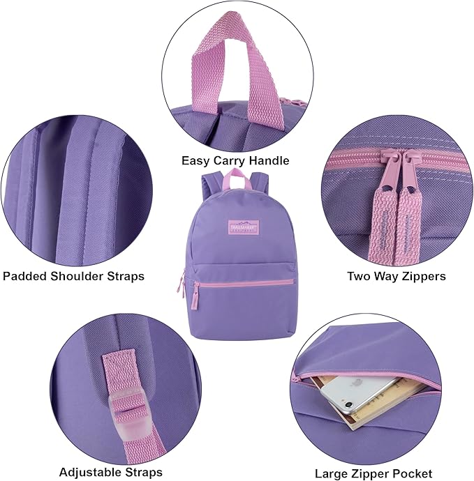 Trail maker Classic 17 inch Backpacks with Adjustable Padded Straps | School Backpacks for Girls, Boys (Purple)