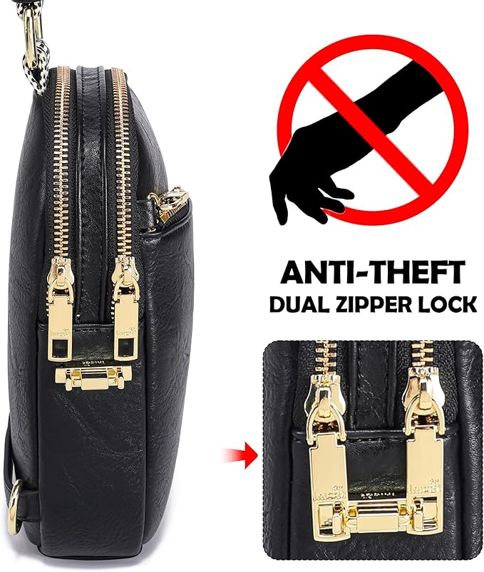 INICAT RFID Blocking Sling Bag, Anti Theft Crossbody Bag for Women Compact Travel Purses Vegan Leather