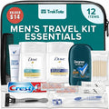 TrekTote 12 Piece Men’s Travel Toiletry Kit TSA Approved Travel Size Toiletries Set Hygiene Kit with Toothbrush Toothpaste Deodorant Razor Shampoo Conditioner