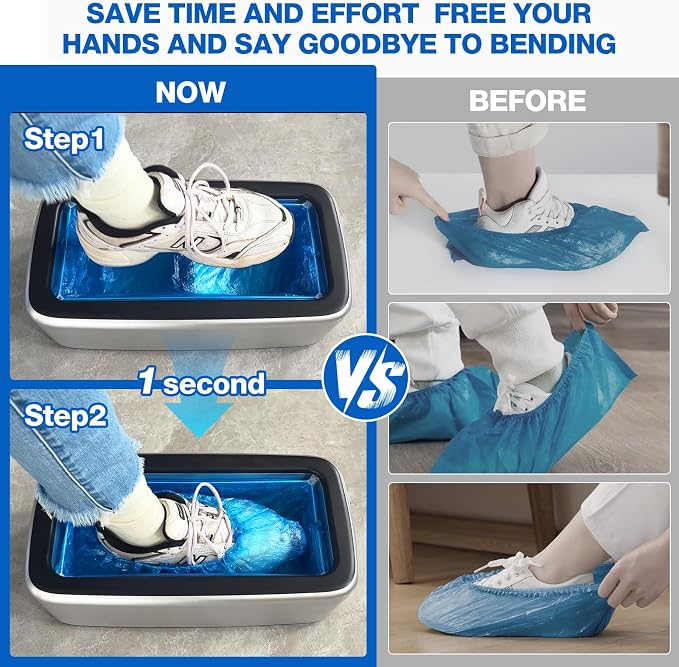 Shoe Cover Dispenser Containing 200pcs Shoe Covers Disposable Non Slip High Quality Automatic Shoe Cover Machine with Disposable Shoe Covers for Indoors for Most Occasion and Shoes Size
