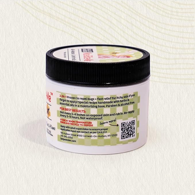 SALLYEANDER No Bite Me Natural Bug & Insect Repellent Lotion - DEET-Free Anti-Itch Cream - Safe for Kids, Infants & Adults - Repels Mosquitoes, Black Flies, Fleas & Ticks - Made in USA, 2oz