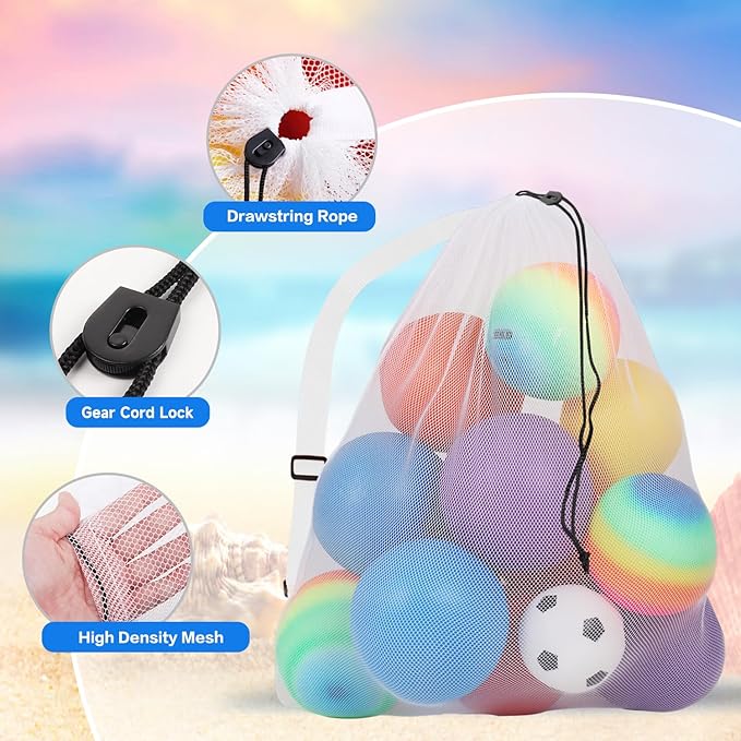 GSE Games & Sports Expert 24x36/30x40 X-Large Mesh Sports Equipment Drawstring Bag for Soccers, Basketballs, Footballs