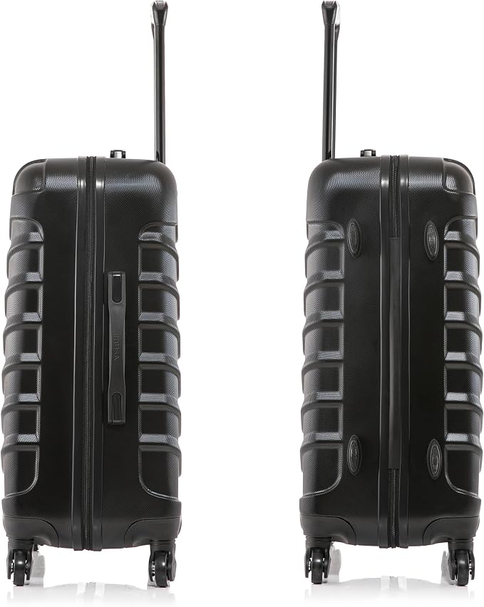 InUSA ENDURANCE Luggage with Spinner Wheels | Durable Lightweight Hardside Suitcase, Spacious Travel Bag with Handle and Trolley | 24-Inch Medium Checked Luggage | Black