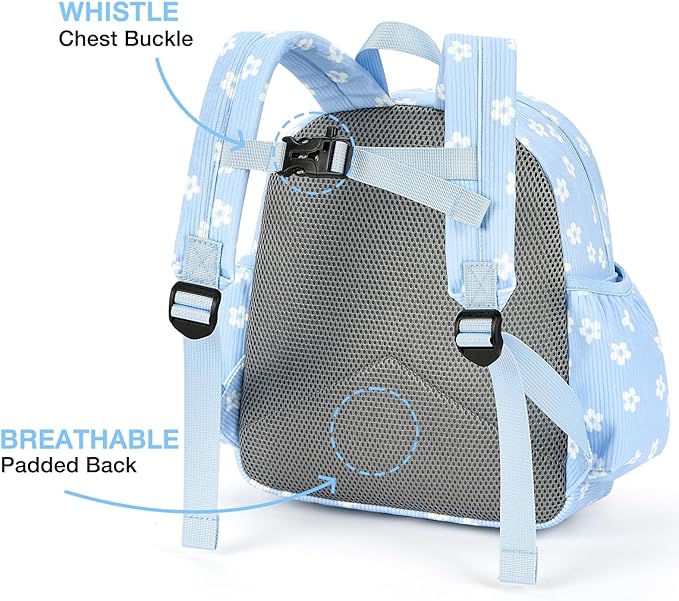 STEAMEDBUN Corduroy Kids Backpack for Girls and Boys 5-8: Girls Backpack for Elementary Kindergarten - 15 inch Cute Backpacks for Kids - Floral