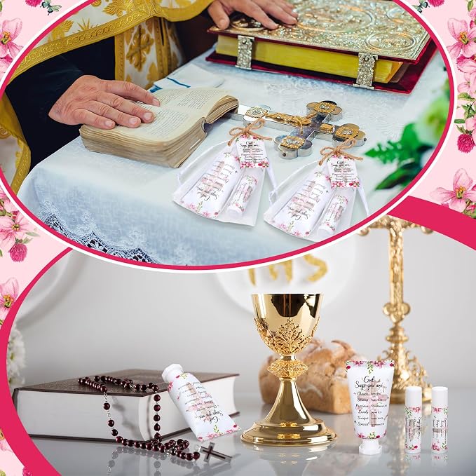 48 Sets Christian Graduation Gifts Hand Cream and Lip Balm Bulk Teacher Appreciation Gifts Travel Size for Her Bible Verse Thank You Cards with Organza Bag Tag for Graduation Supplies(Classic)