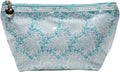 Jacaranda Living Small Cosmetic Bag - Water-Resistant, PVC-Lined - Aqua Trellis