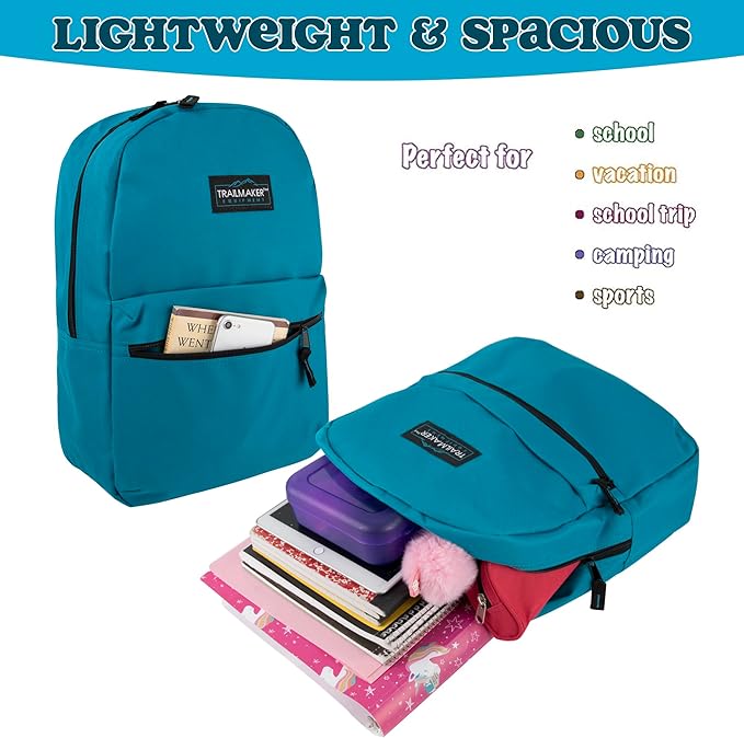 Trail maker Classic 17 inch Backpacks with Adjustable Padded Straps | School Backpacks for Girls, Boys (Blue)