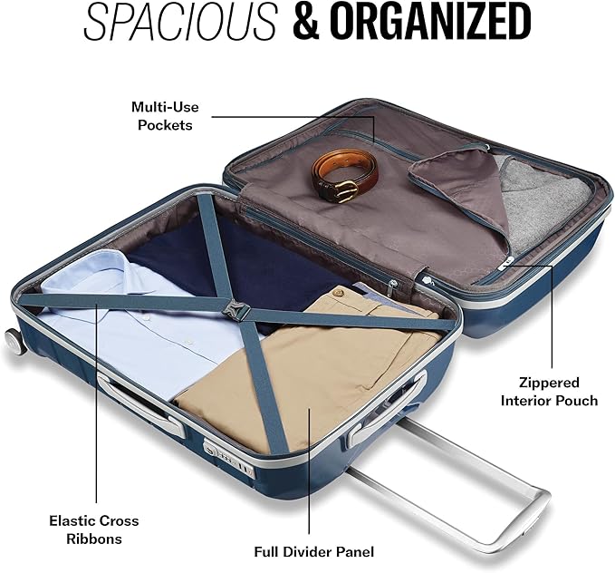 Samsonite Freeform 2-Piece Luggage Set - Carry-On & Large Checked Luggage with Dual Spinner Wheels - Durable Polypropylene Hardshell - TSA Lock, Airline-Approved - Expandable Hard Shell - Light Grey