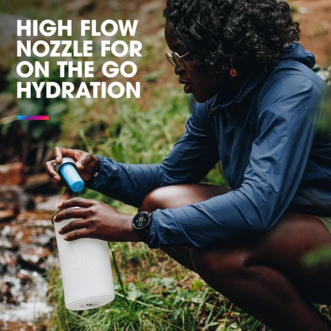 HydraPak Flux+ 1.5L Filter Kit - Collapsible Backpacking Water Bottle With Integrated Water Filter - BPA Free, Ultra Light, Spill-Proof Twist Cap
