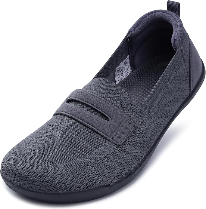 WHITIN Women's Round Toe Slip On Penny Loafers | Wide Barefoot Flats with Breathable Knit