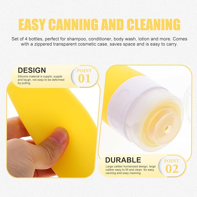 Silicone Travel Sub Bottles Set 4pcs Multi-color Lotion Dispensers Portable Refillable Squeeze Containers for Cosmetics and Toiletries Storage