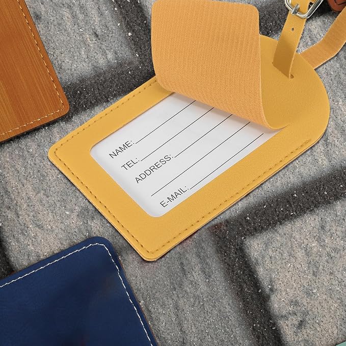 PATIKIL Leather Luggage Tag, 30 Pcs Luggage Tags Pu Bag Tags for Suitcases Airplane Travel Essentials, Yellow