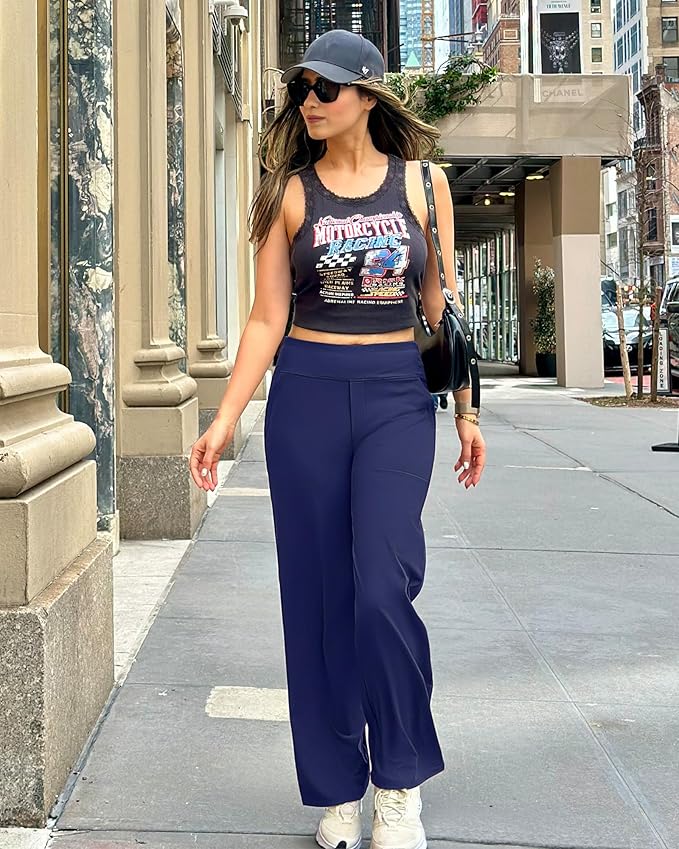 G4Free EverGoing Yoga Pants Women Wide Leg Pants with Pockets High Waist Stretch Dress Casual Sweatpants Petite/Regular/Tall