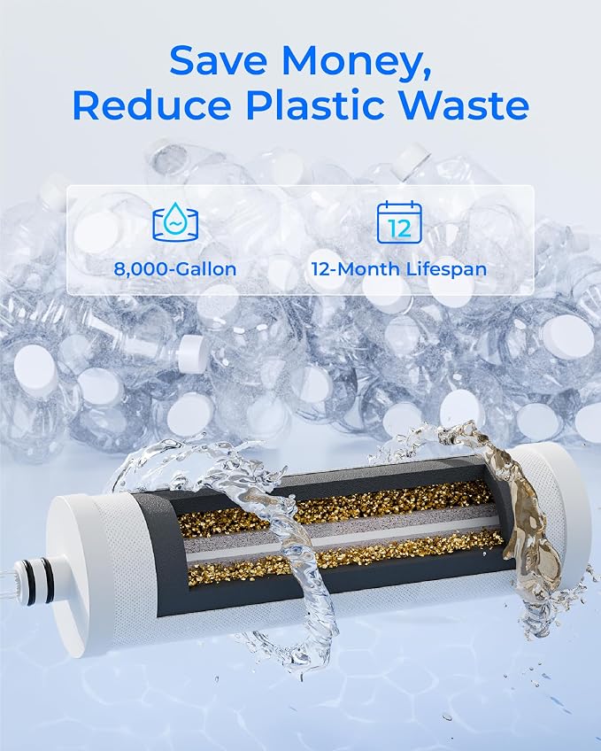 Waterdrop CFF-01 Water Filter Replacement for Waterdrop WD-CTF-01/CTF-02, NSF/ANSI 42&372 Certified, 5-stage Water Filter, Reduces Heavy Metals, Bad Taste and Up to 99% of Chlorine