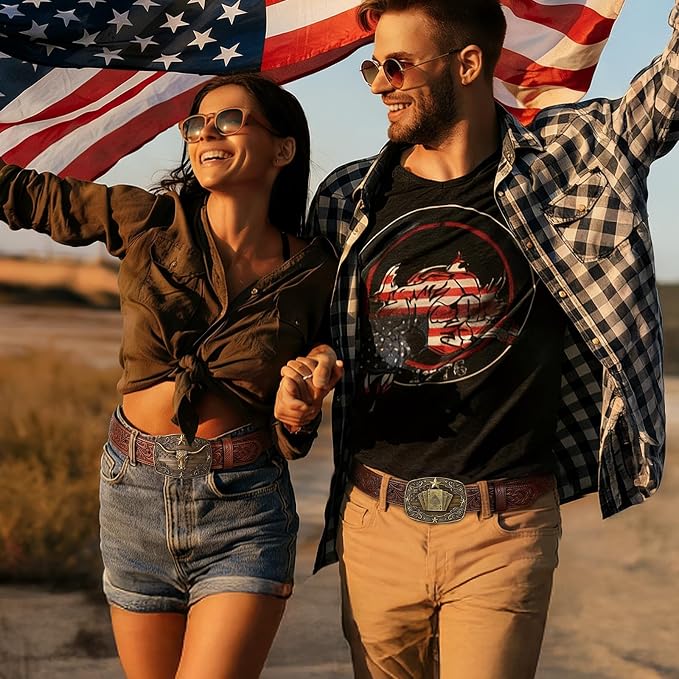 SANSTHS Western Cowboy Belts for Men Women, Mens Western Belt Bull Buckle Country Belt Cowboy Leather Belt for Jeans