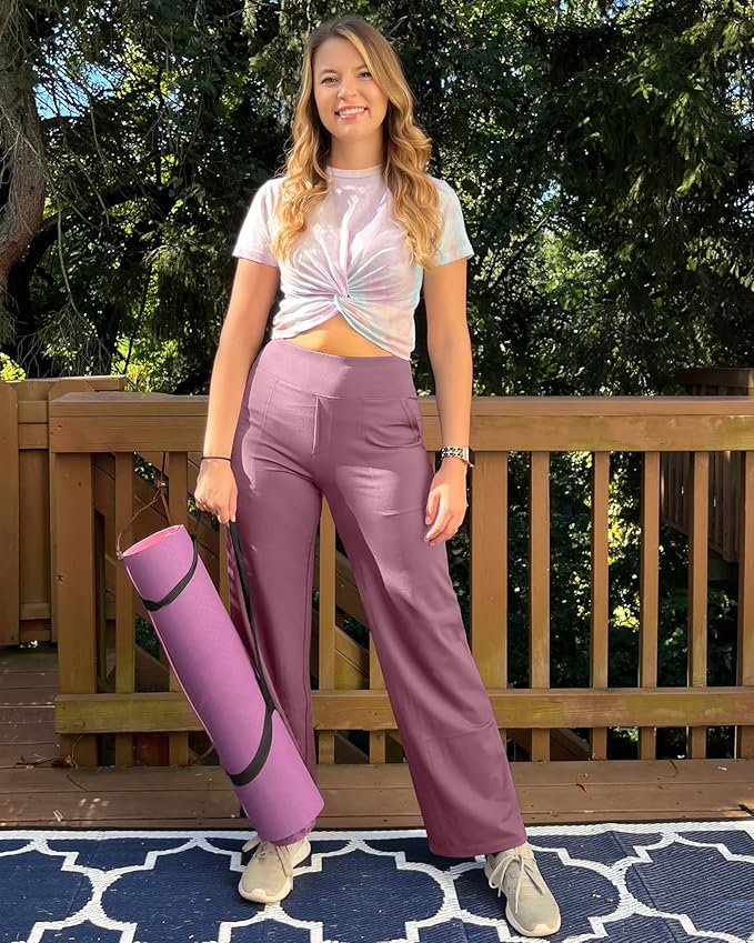 G4Free EverGoing Yoga Pants Women Wide Leg Pants with Pockets High Waist Stretch Dress Casual Sweatpants Petite/Regular/Tall